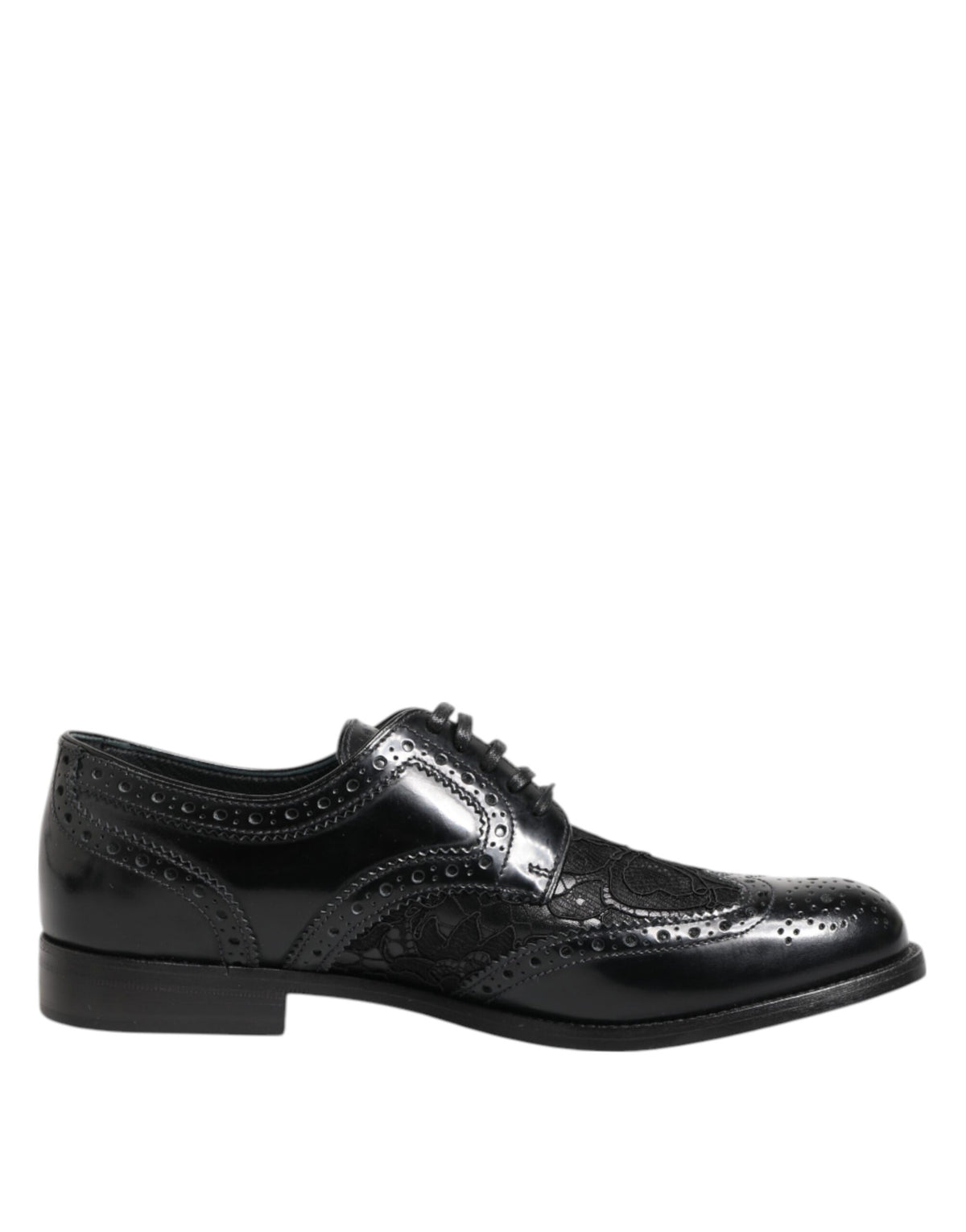 Dolce & Gabbana Zwarte Leren Gebloemde Kanten Jurk Formele Schoenen