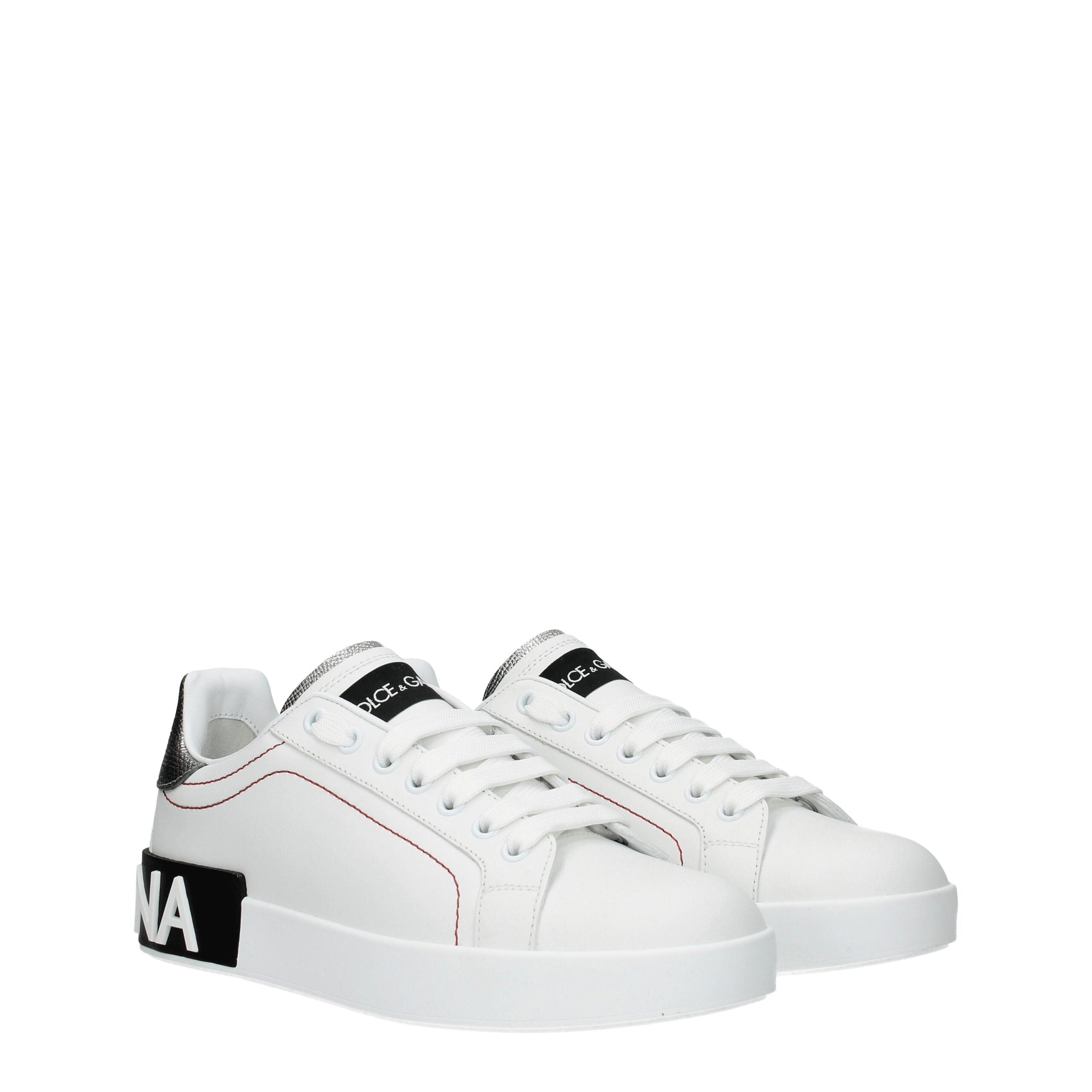 Witte leren lage sneakers van Dolce & Gabbana