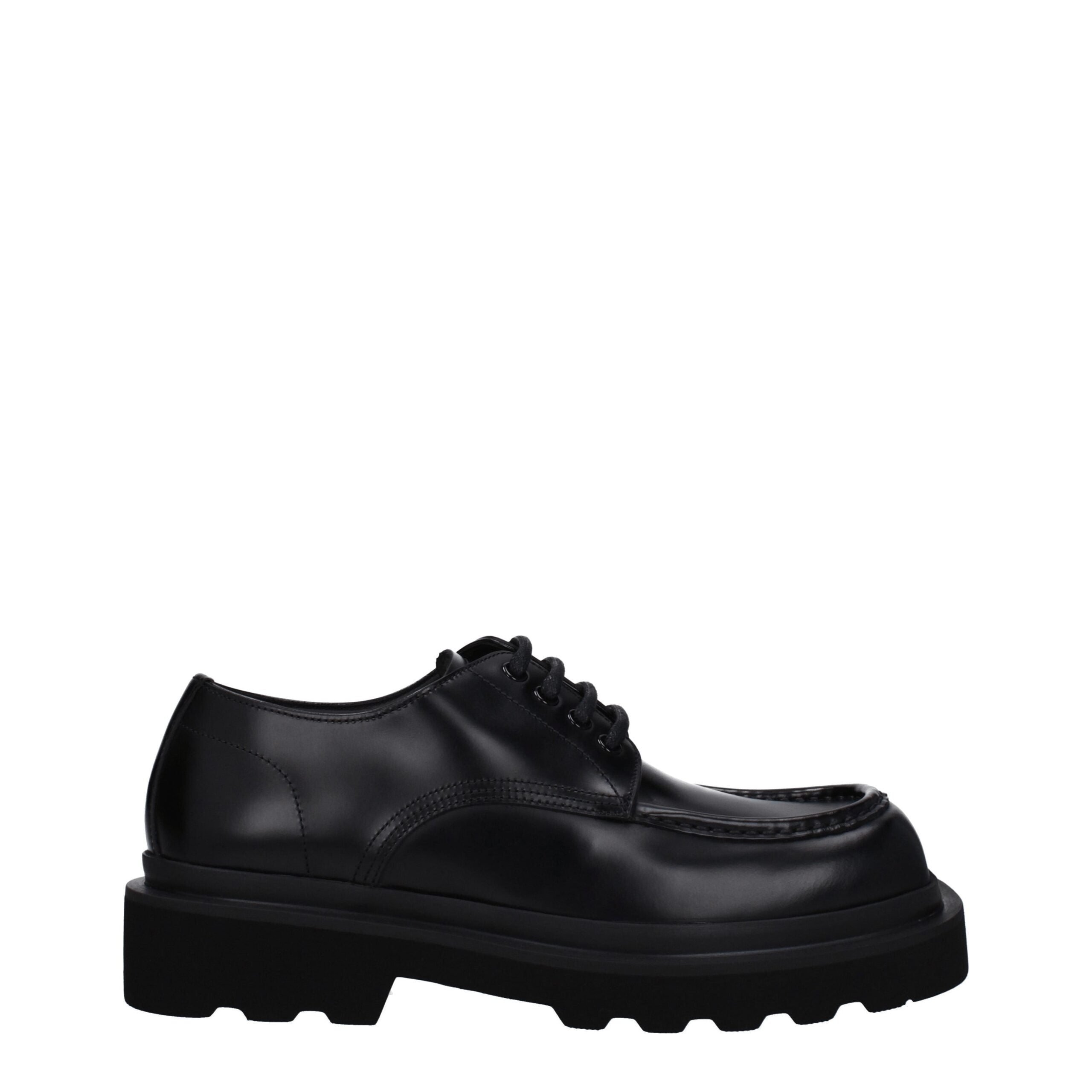 Dolce & Gabbana Zwarte Leren Veterschoenen