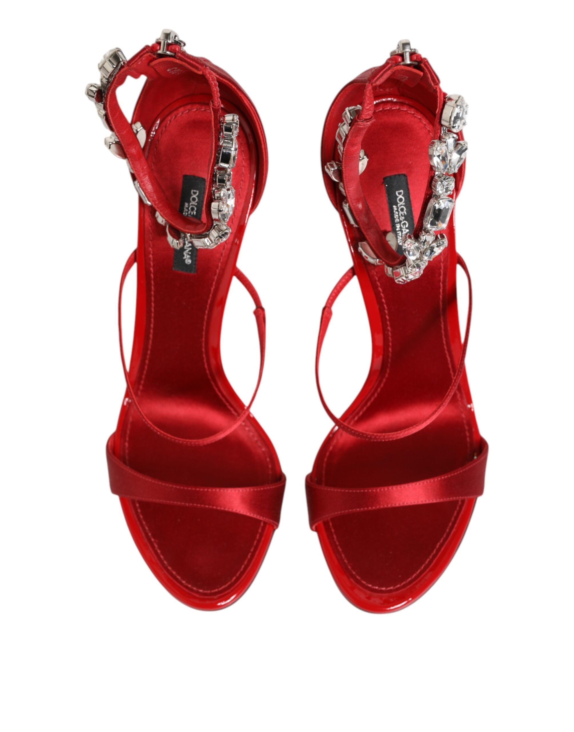 Dolce & Gabbana Rode Satijnen Kristallen Keira Sandalen Hakken Schoenen