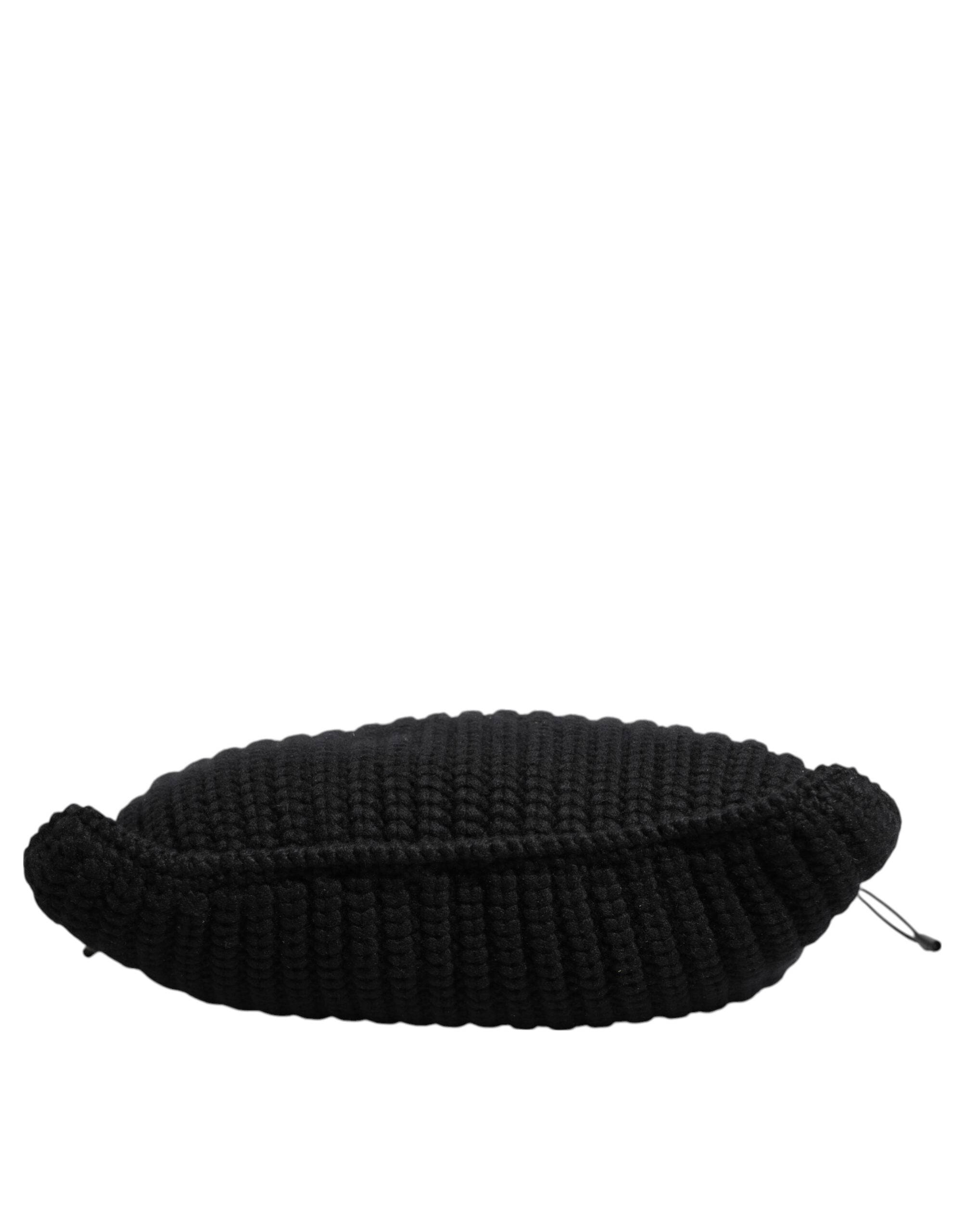 Dolce & Gabbana Black Cashmere Knitted Leather Shoulder Women's Bag