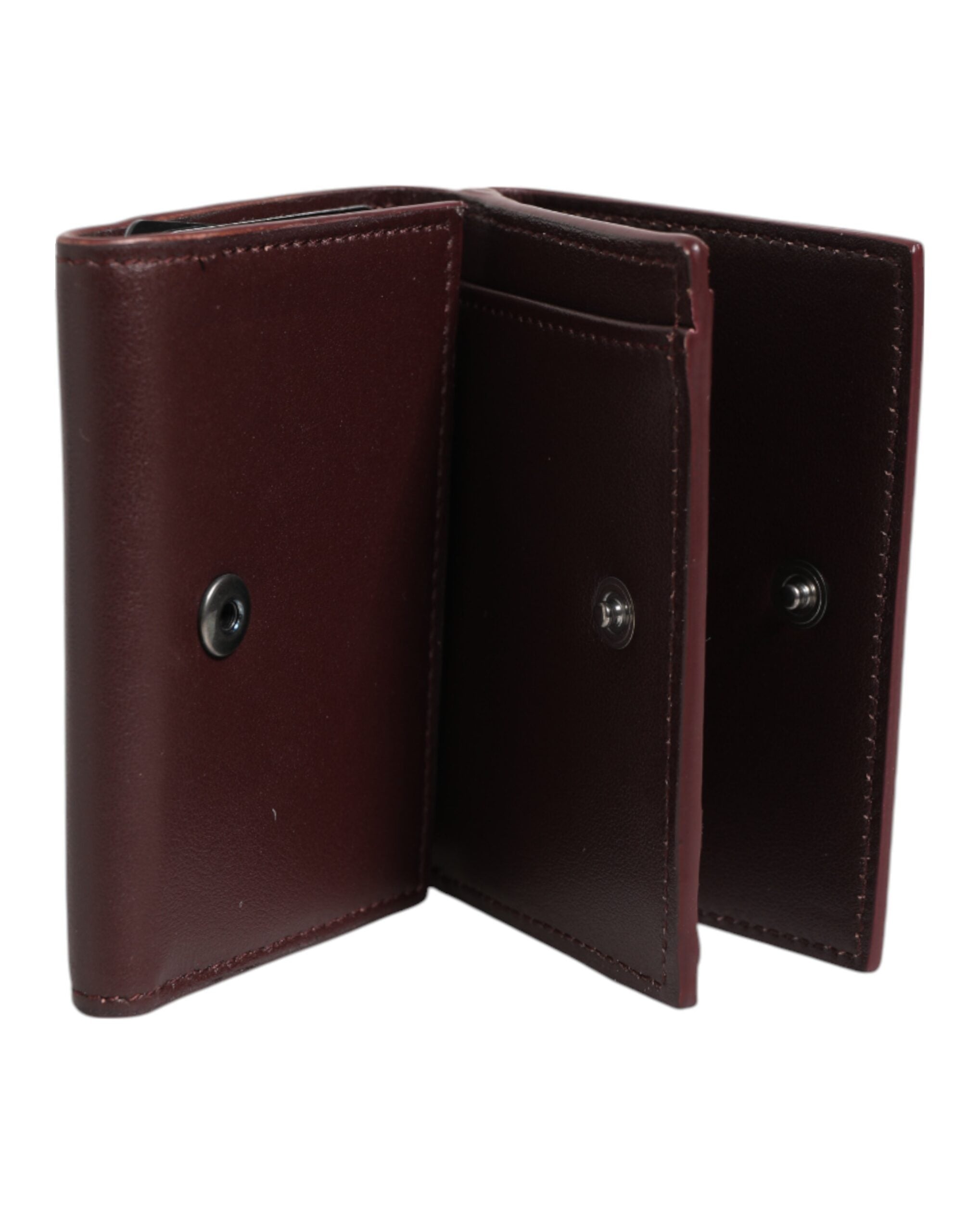 Dolce & Gabbana Leather Embossed Logo Trifold Men's Card Holder Dark Brown