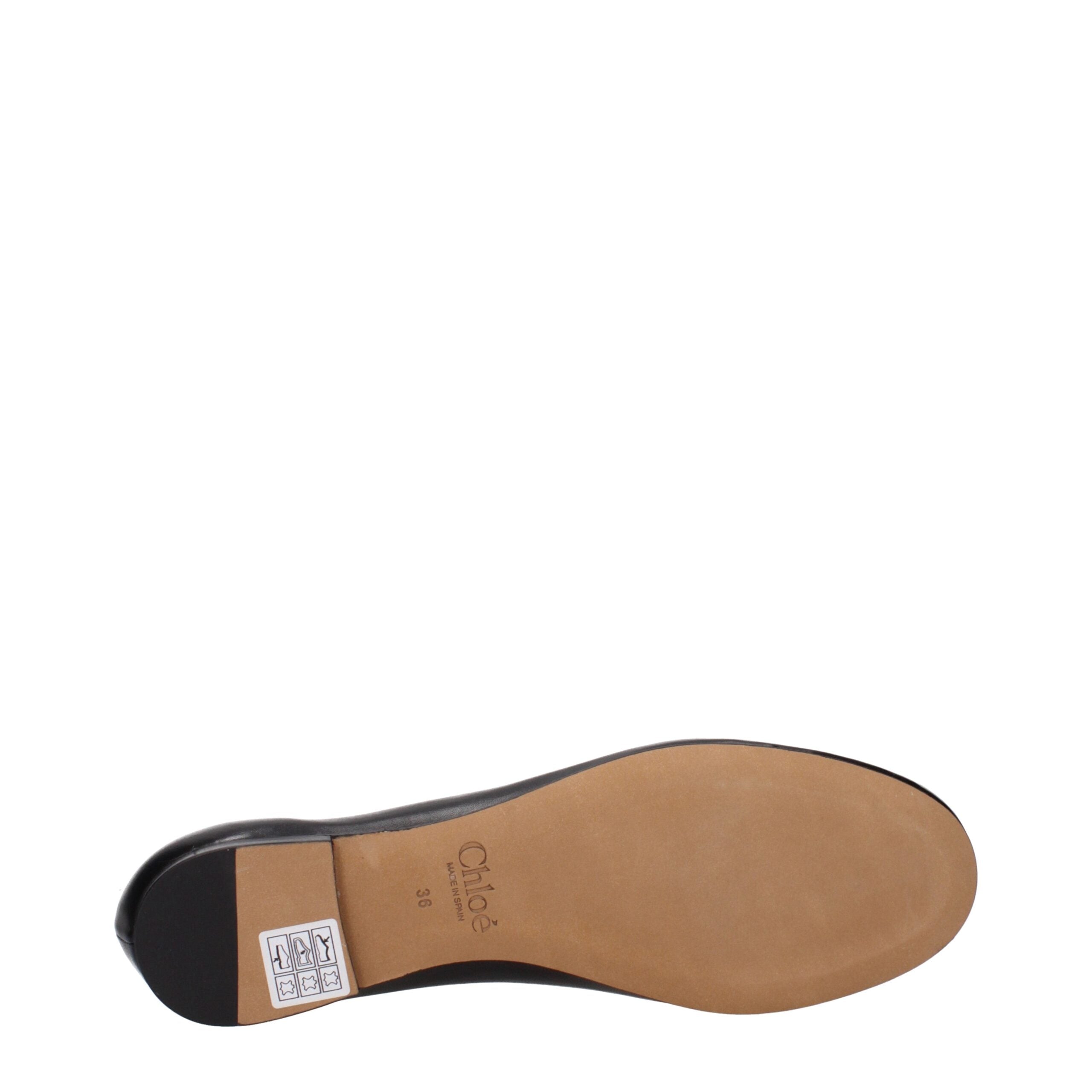 Chloe Black Leather Ballet Flats