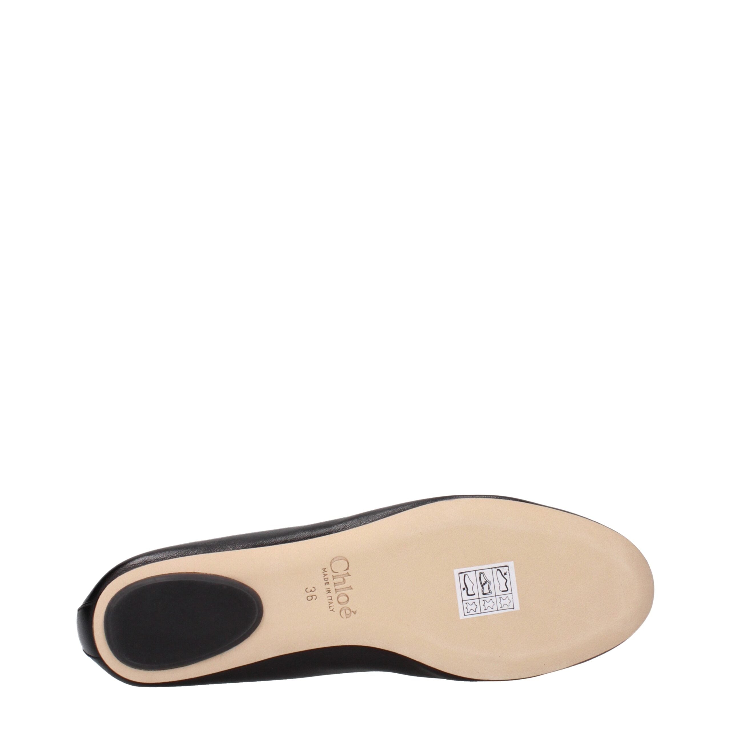 Chloe Black Leather Ballet Flats