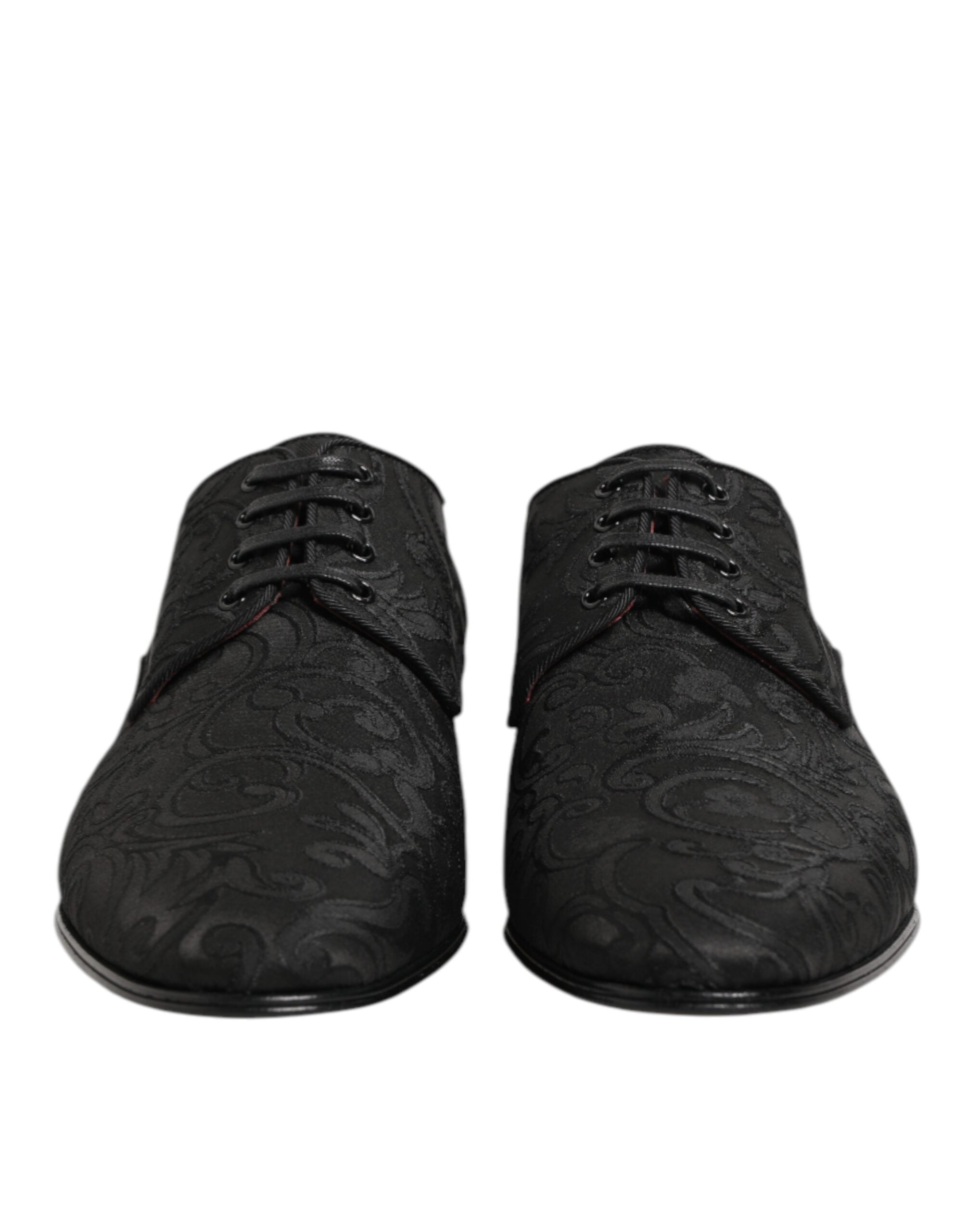 Dolce & Gabbana Zwarte Brokaat Veterschoenen Derby Heren Nette Schoenen