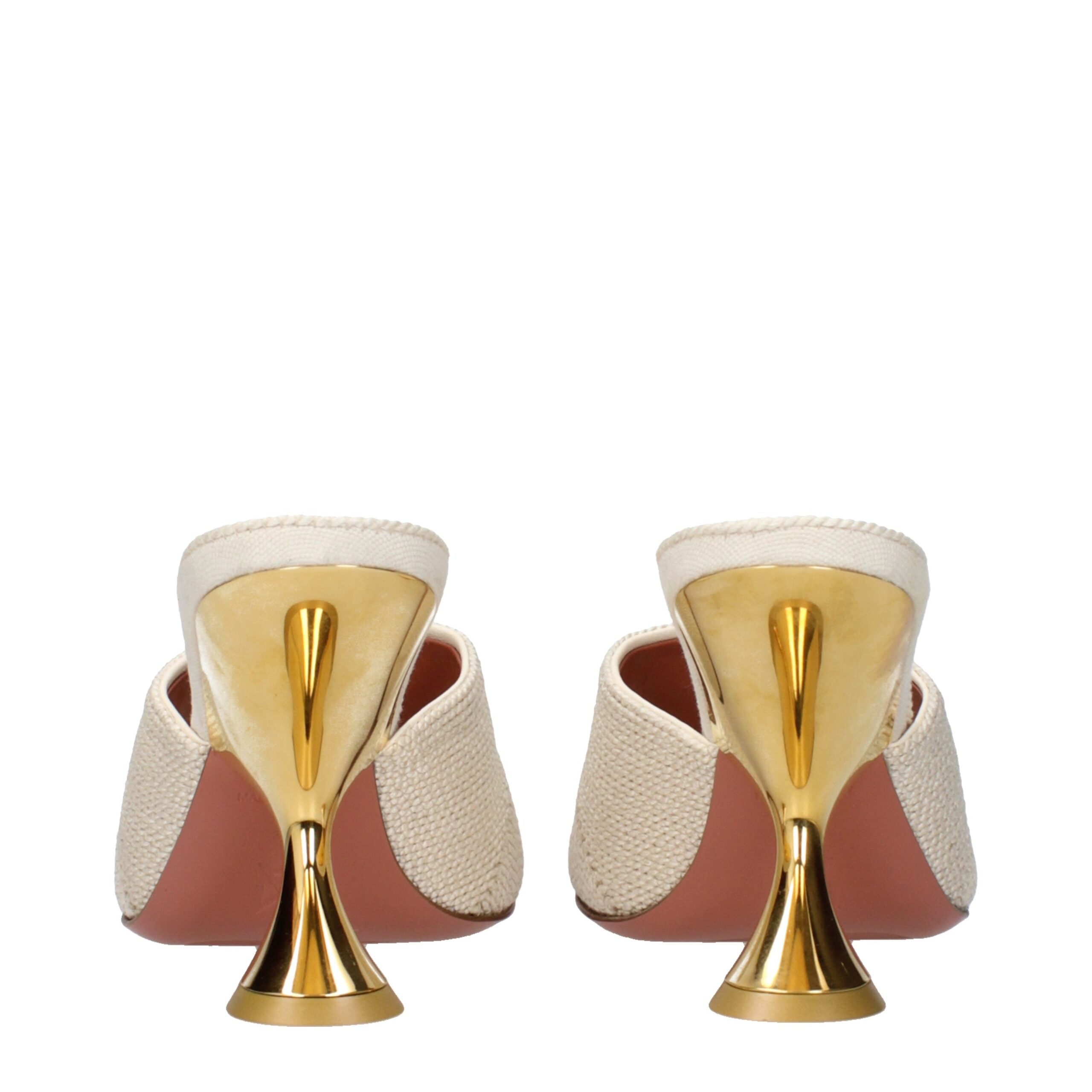 Amina Muaddi Beige Stoffen Slippers