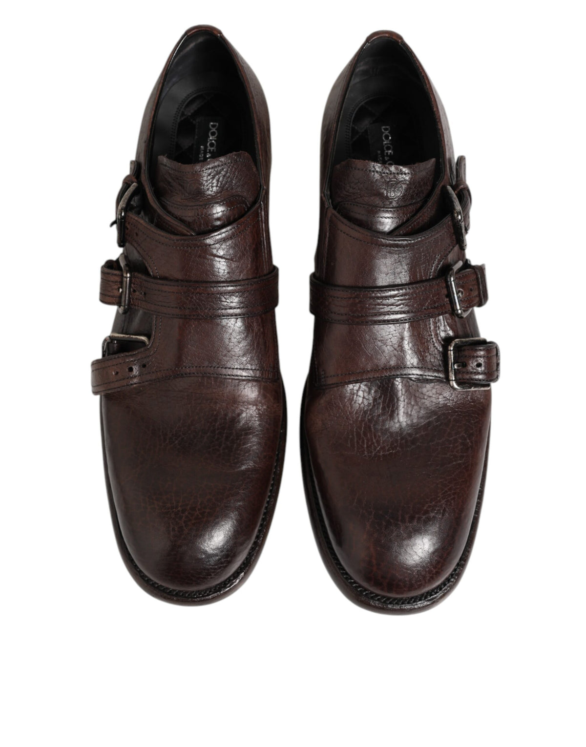 Dolce & Gabbana Bruine Leren Formal Derby Schoenen met Monksluiting