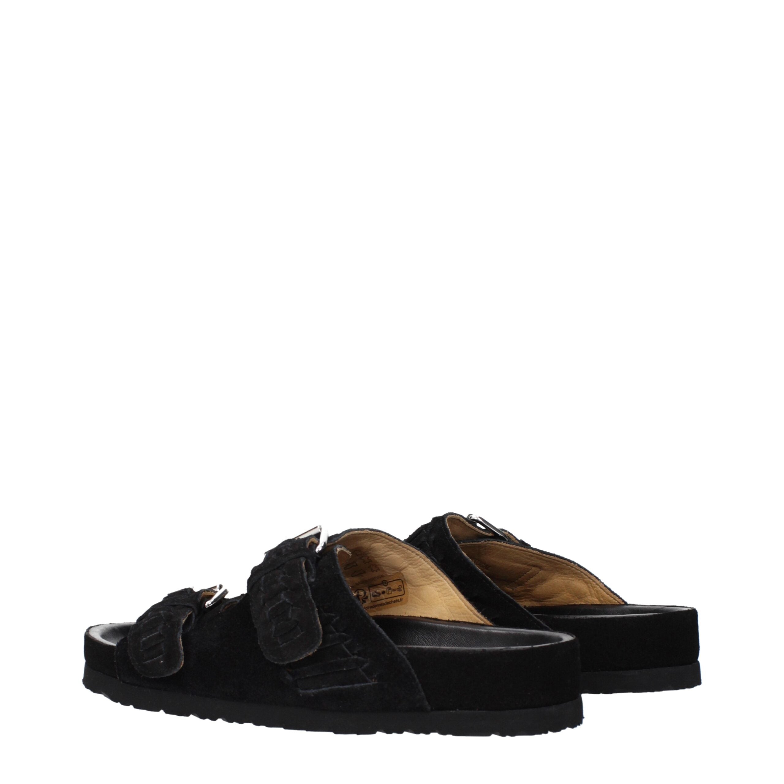 Isabel Marant Zwarte Leren Slippers