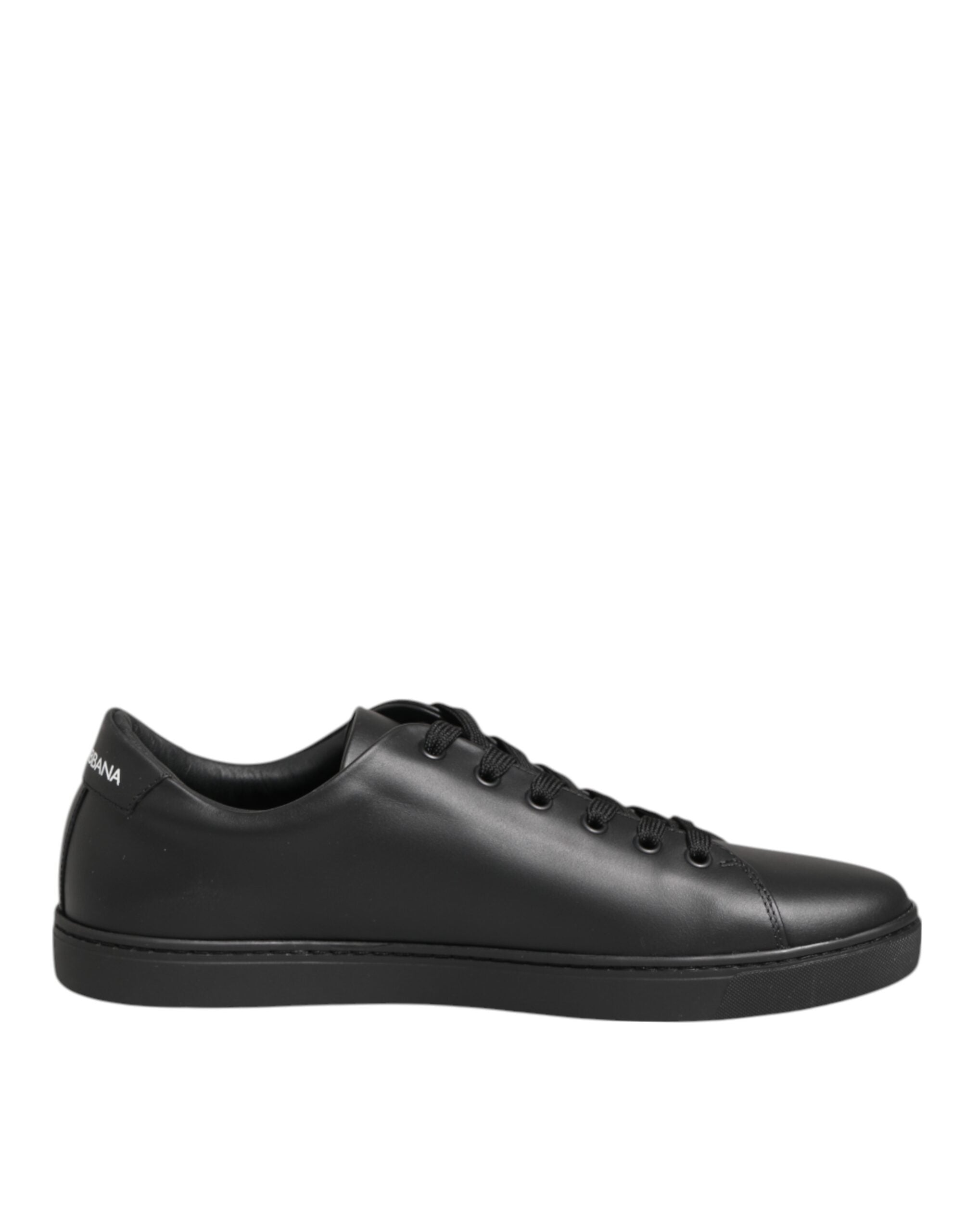 Dolce & Gabbana Zwarte Leren Sneakers met Kristallen Hart