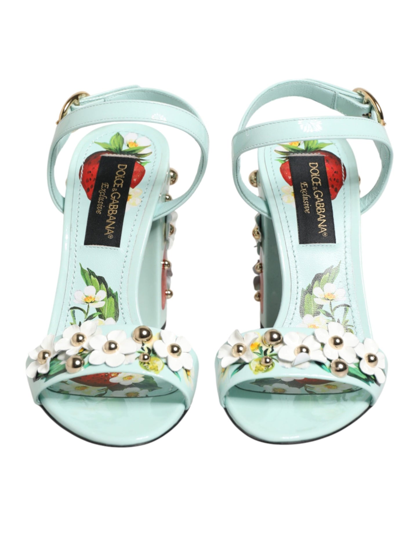 Dolce & Gabbana Mintgroene bloemen hakken sandalen schoenen