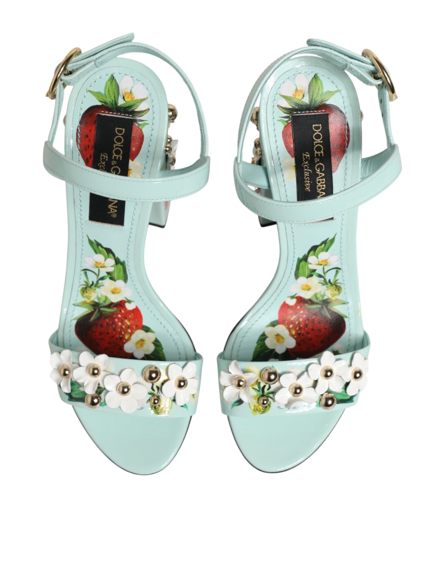 Dolce & Gabbana Mintgroene bloemen hakken sandalen schoenen