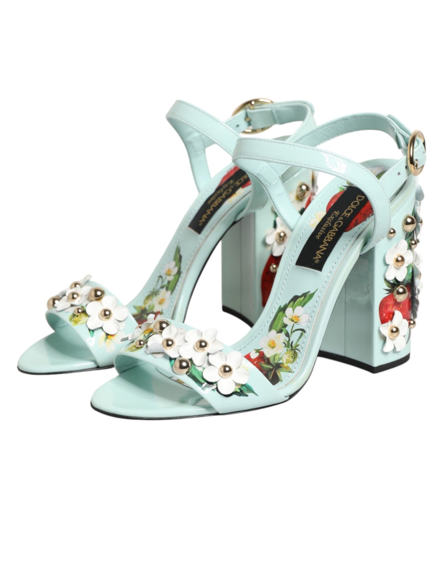 Dolce & Gabbana Mintgroene bloemen hakken sandalen schoenen