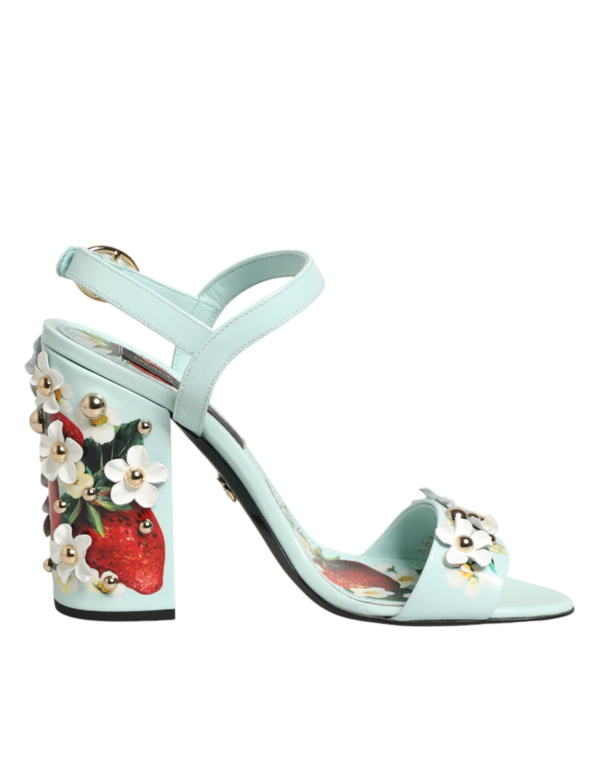 Dolce & Gabbana Mintgroene bloemen hakken sandalen schoenen
