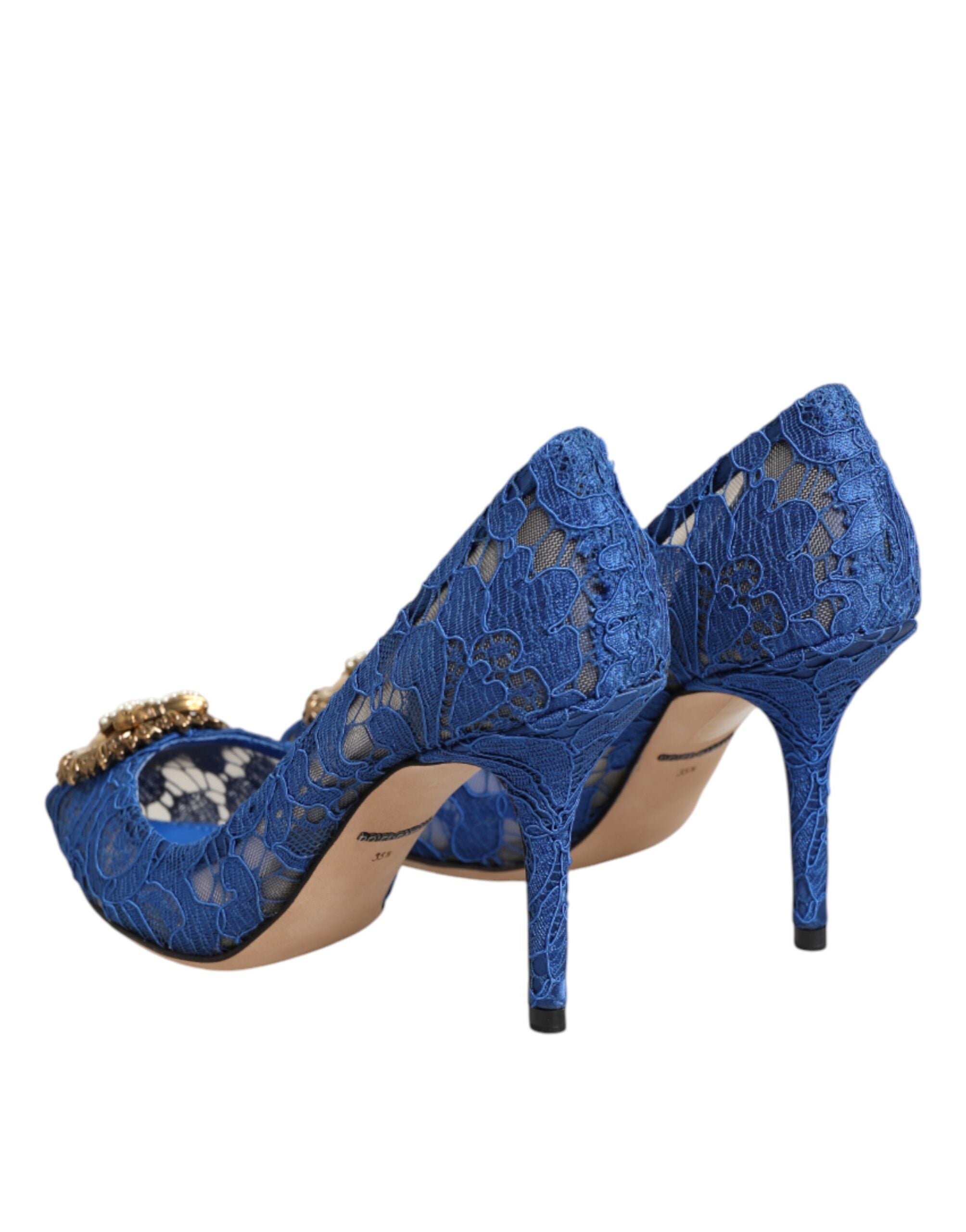Dolce & Gabbana Blue Taormina Lace DEVOTION Pumps Shoes