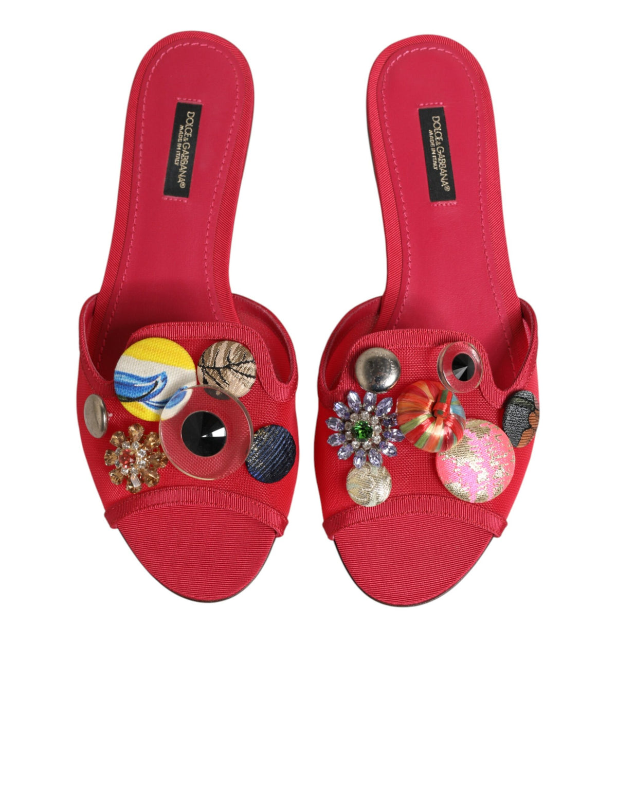 Dolce & Gabbana Rode Versierde Platte Instappers Sandalen Schoenen