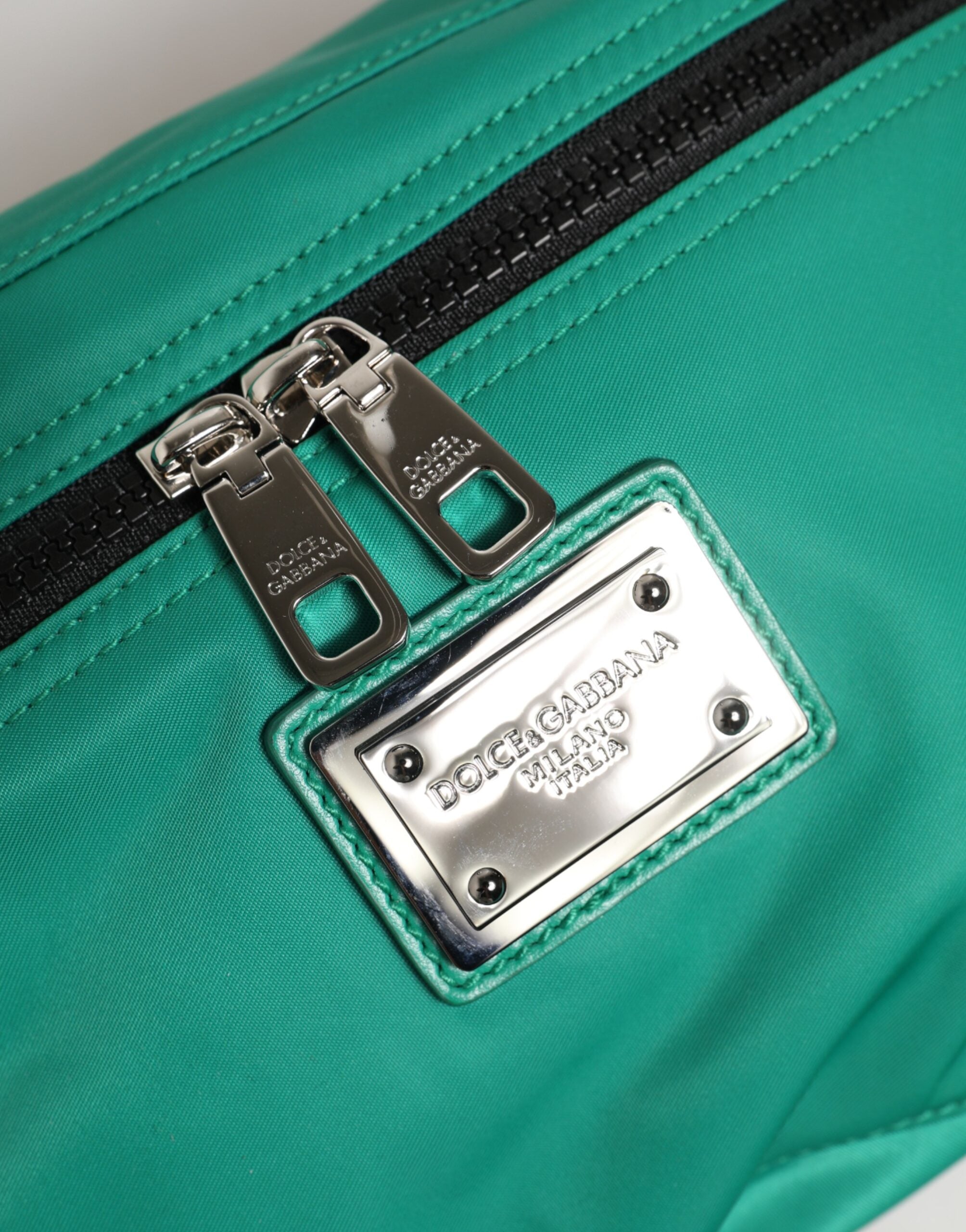 Dolce & Gabbana Green Logo Plaque Nylon Waist Fanny Pack Men's Bag