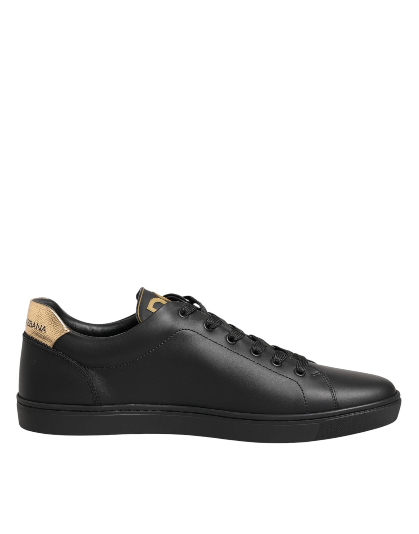 Dolce & Gabbana Zwarte Leren Sneakers Met Hartversiering