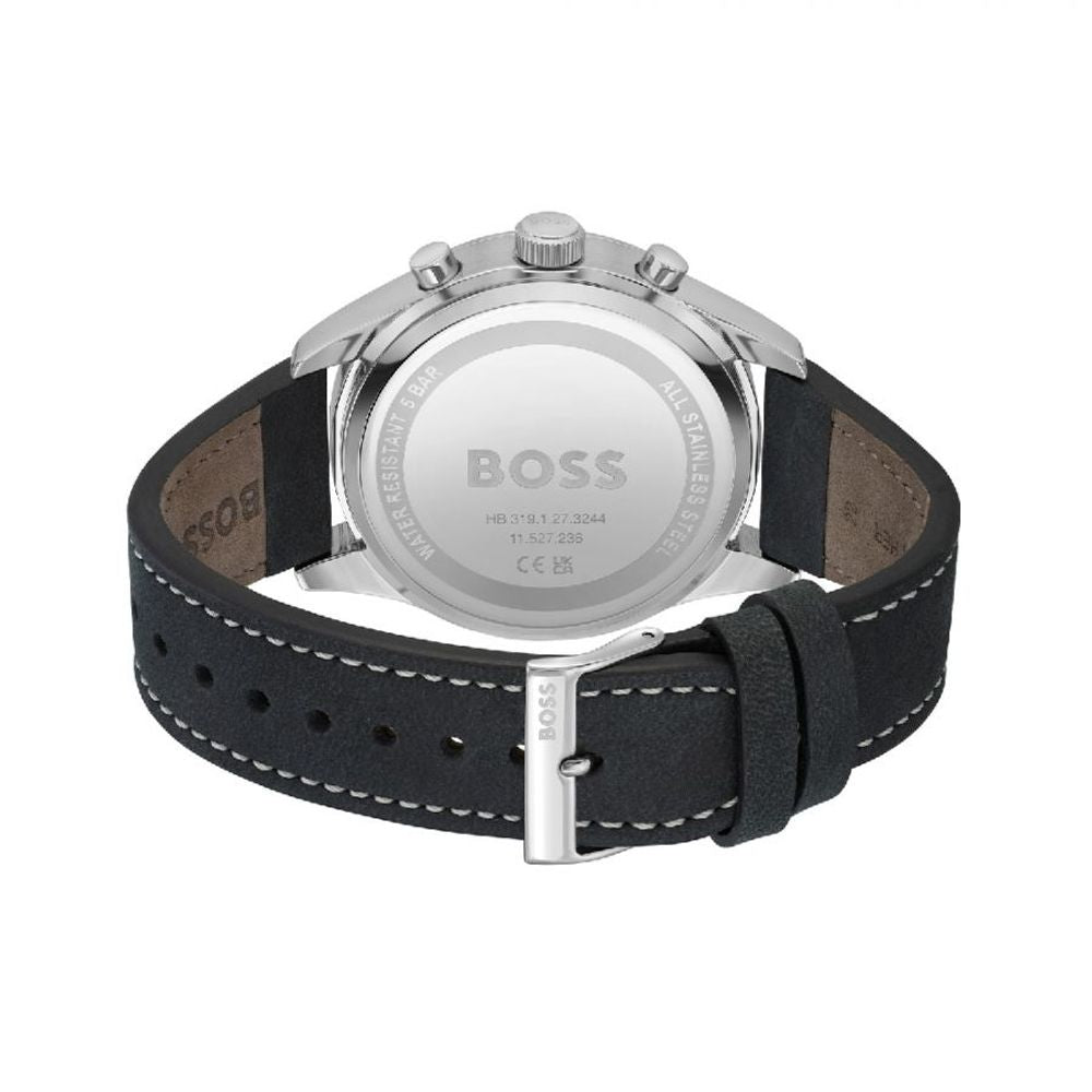 Hugo Boss zwart leren dress watch