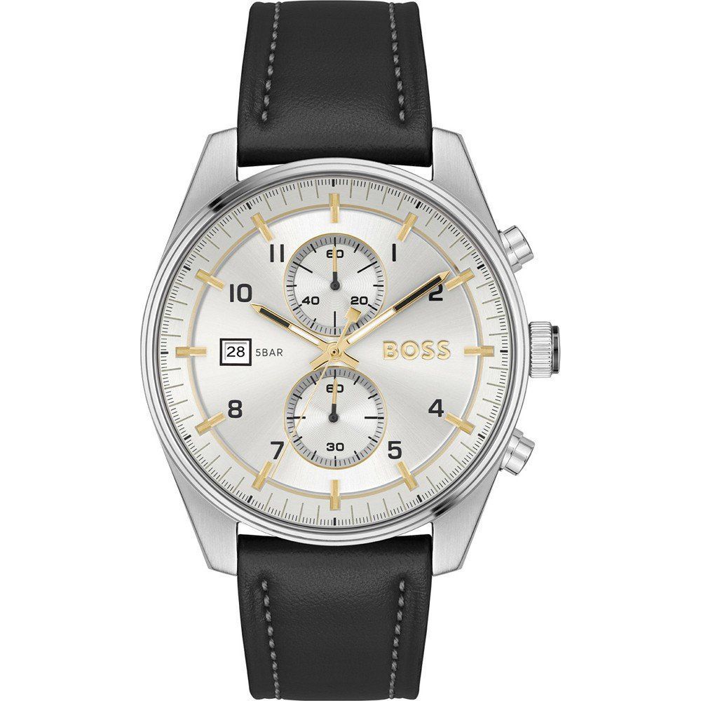 Hugo Boss zwart leren dress watch