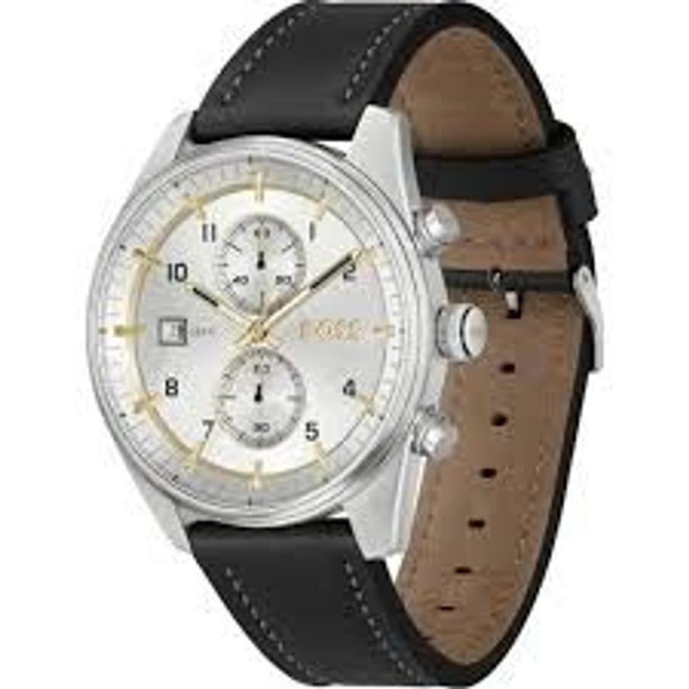 Hugo Boss zwart leren dress watch