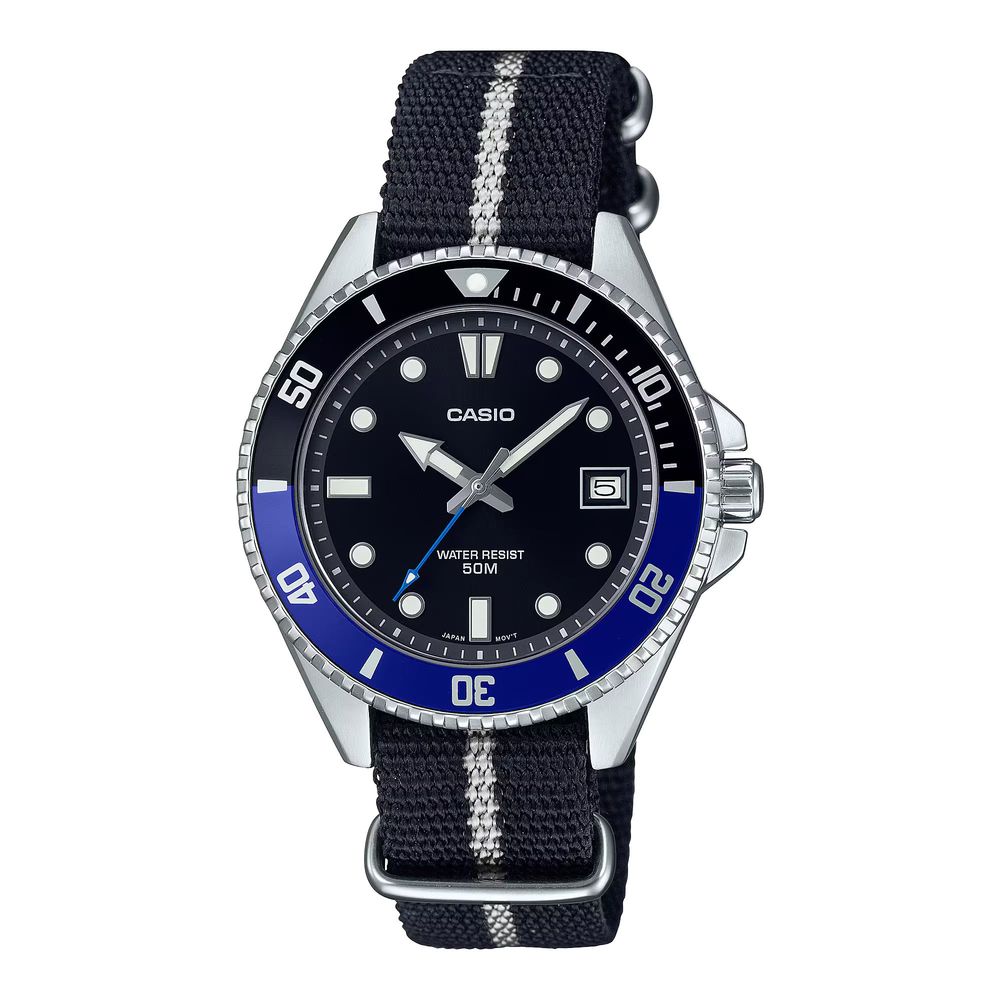 Casio zwart stoffen sporthorloge